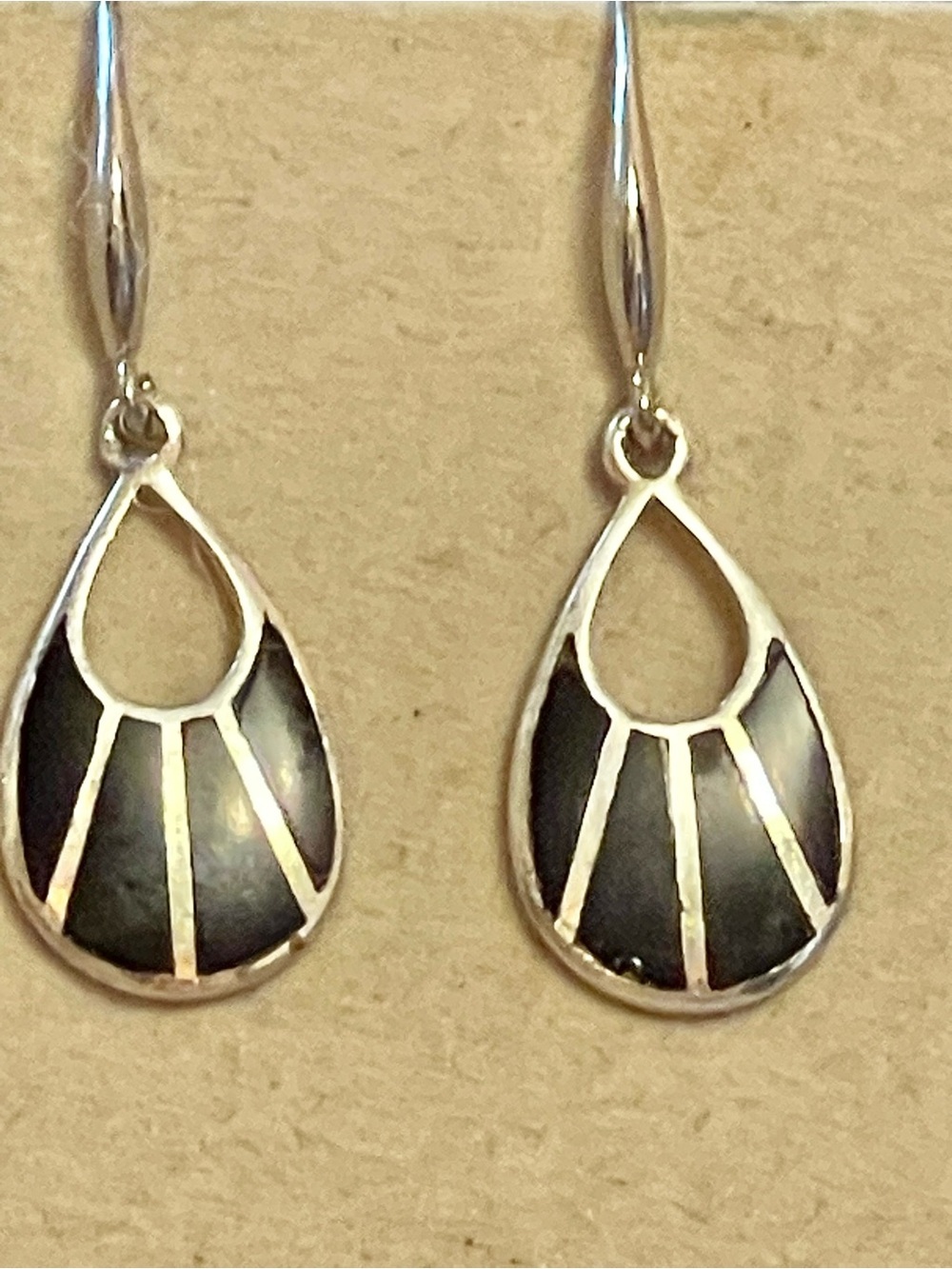 VTG Southwest Sterling Silver onyx dangle earrings